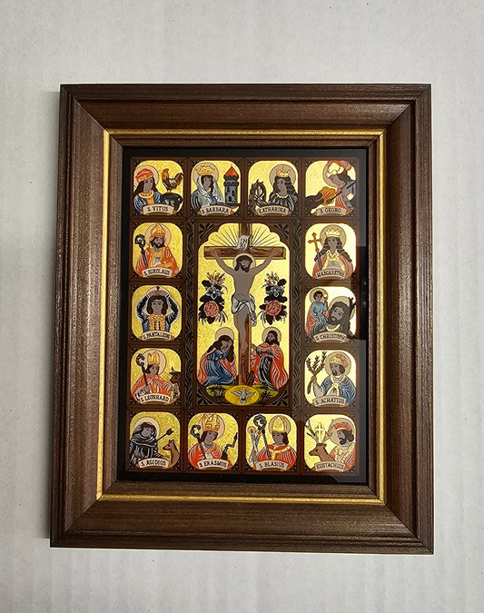 Behind glass emergency helper, small