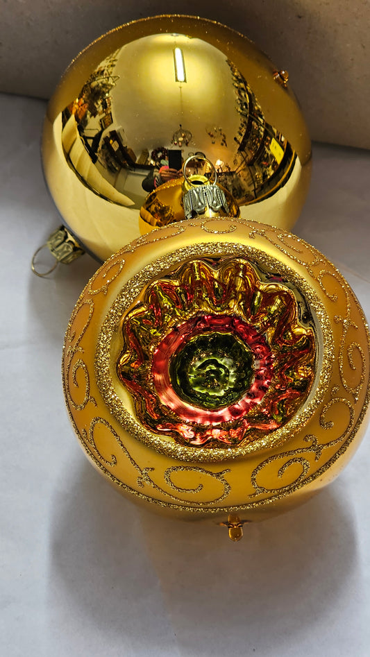 Lauscha: Reflexkugel rot gold