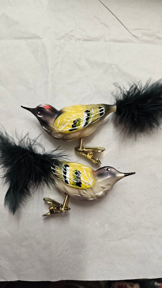 Lauscha: Vogel grau gelb