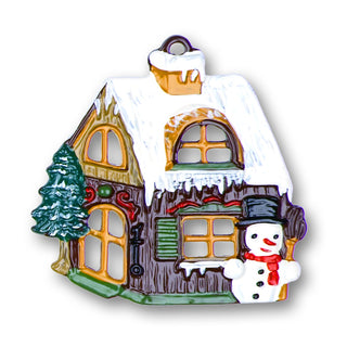 maison avec bonhomme de neige