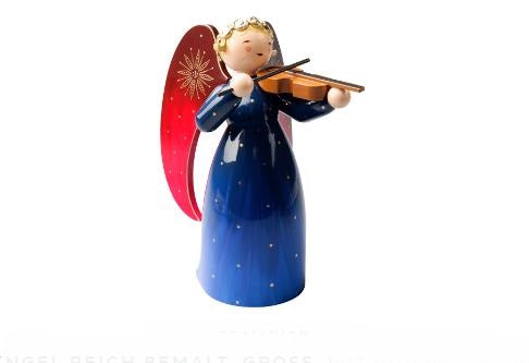 Ange richement peint, avec violon
