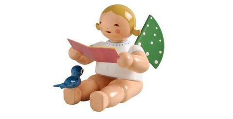 Ange avec livre de chansons et oiseau