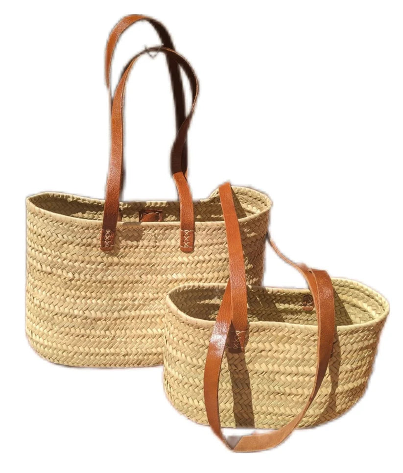 Strandtasche aus Palmblatt mit Schulterhenkel