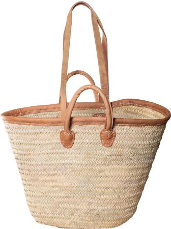 Strandtasche mit Schulterhenkel und Lederrand