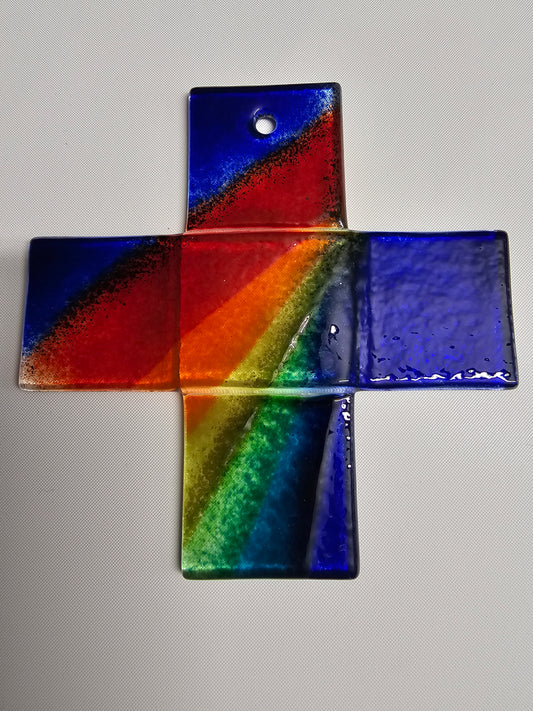 Regenbogen Glaskreuz, klein