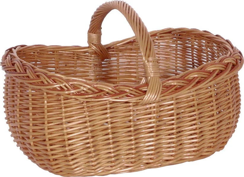 Einkaufskorb aus gesottener Weide mit Henkel