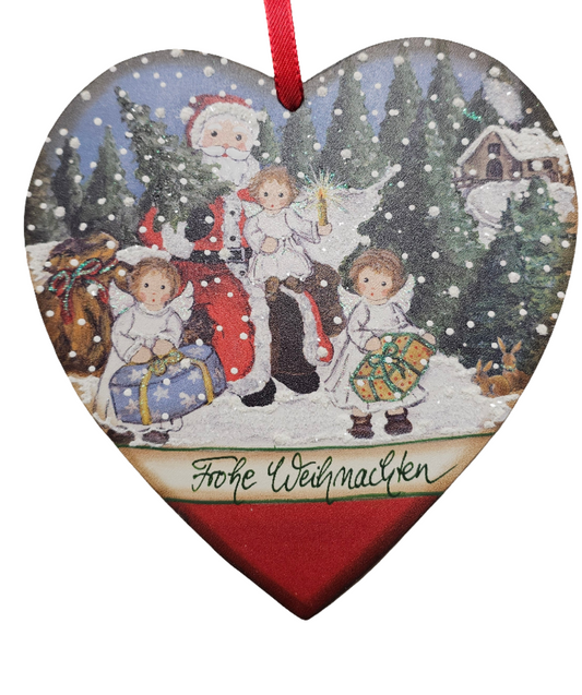 Herz mit 3 Engel "Frohe Weihnachten"