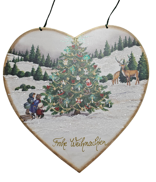Herz mit Weihnachtsbaum "Frohe Weihnachten"