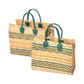 Straw shopping bags green-yellow or pink