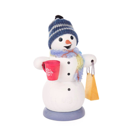 Räuchermann Schneemann mit Glühweintasse