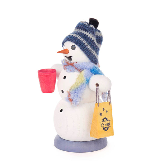 Räuchermann Schneemann mit Glühweintasse