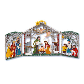 Folding pewter picture Nativity