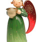 Angel richly painted, green, small, with light bowl