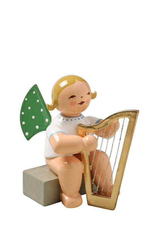 Angel with harp large, sitting