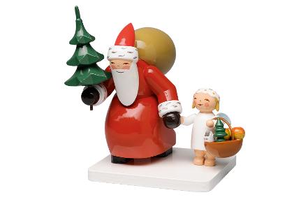 Santa Claus with tree and angel